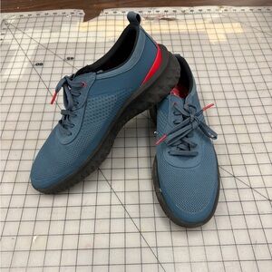 Blue Men's Athletic Shoes with red accents.